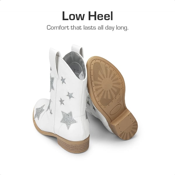 Kids Chic Glitter Western Boots - WHITE - 3